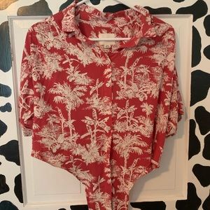 Button up crop T-shirt